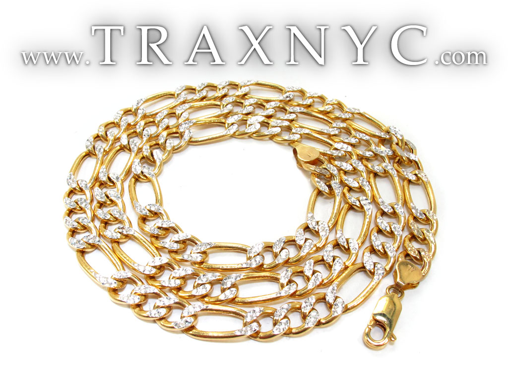 10K Gold Chain 26 Inches 7mm Mens Gold Chain Two tone Gold 10k