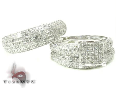 Ladies Diamond Wedding Set White Gold 10k Round Cut H C...