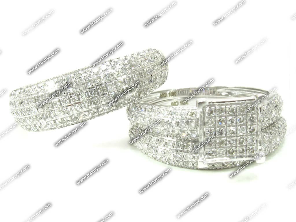 Ladies Diamond Wedding Set White Gold 10k Round Cut H C... Ladies Diamond Wedding Set White Gold 10k Round Cut H C...