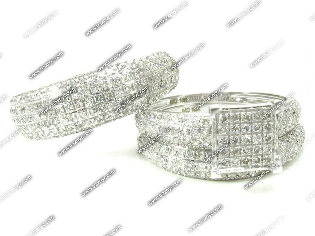 Ladies Diamond Wedding Set White Gold 10k Round Cut H C...