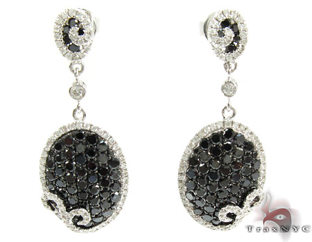 14k Gold Black And White Diamond Chandelier Earrings 25575
