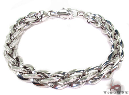 14K White Gold Braded Bracelet Gold Mens Bracelets