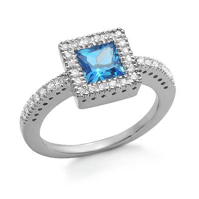 ... Blue Topaz and Diamond Gemstone Ring in White Gold AnniversaryFashion