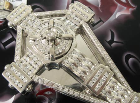 tall and packed with over 17 carats of channel set round cut diamonds. tall and packed with over 17 carats of channel set round cut diamonds.