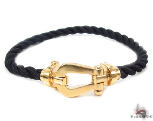 18K Gold Black Rope Bracelet 34721