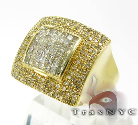 Invisible Frame Ring Mens Diamond Rings Yellow Gold 14k 2.75ct Pr