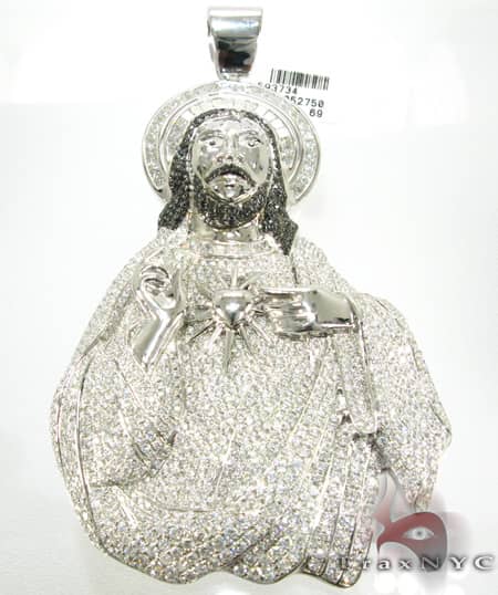 Jesus Pendant Diamond Jesus Head Pendants White Gold 14k 33.00ct
