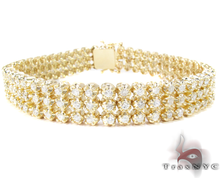 3 Row Toni Bracelet Mens Diamond Yellow Gold 14k