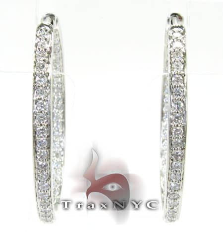 Xl Eternity Earrings 5 Diamond Hoop Earrings White Gold 14k 1.25c