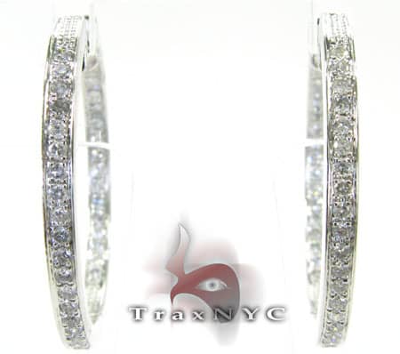 Eternity Earrings 4 Diamond Hoop Earrings White Gold 14k 0.78ct R