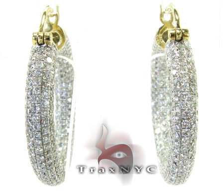 Eternity Flood Diamond Hoop Earrings White Gold 14k 6.40ct Round