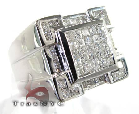 Pendelum Ring Mens Diamond Rings White Gold 14k 2.65ct Princess C