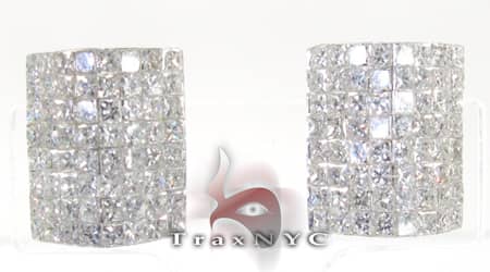 Frozen Shield Earrings Mens Diamond Earrings White Gold 14k 3.48c
