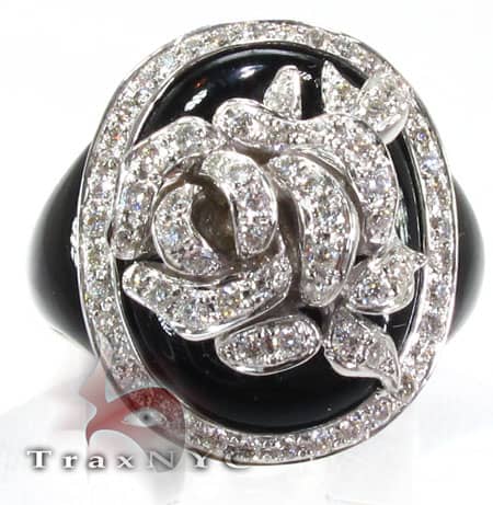 Black Flower Ring Assorted Ladies Diamond Rings Other 0.75ct Roun