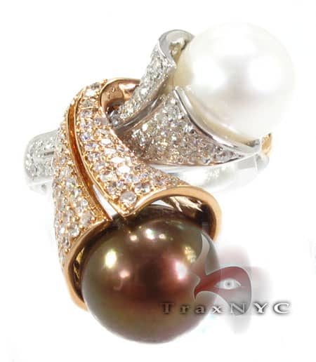 Pearl Tuba Ring Assorted Ladies Diamond Rings Two Tone Gold 18k