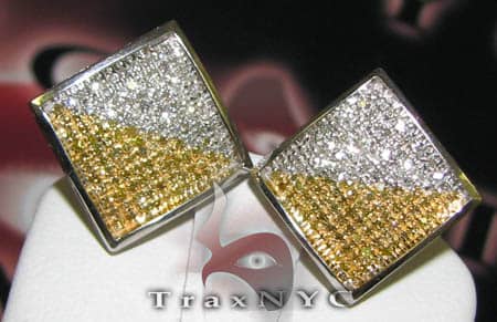 Square Pave E.x 2 Earring Mens Diamond Earrings Gold 14k 1.28ct R