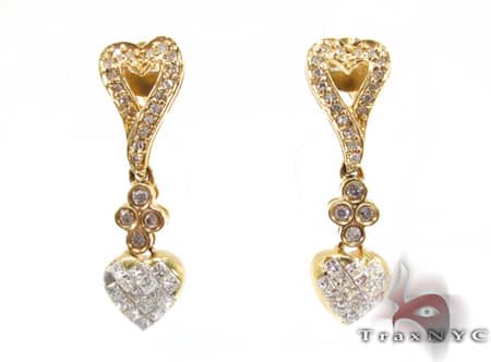 Ladies Yellow Gold Evolving Heart Diamond Earrings Diamond Chande