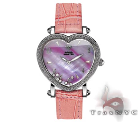 Aqua Master Pink Pearl Heart Watch 63-8w N-80h Aqua Master White