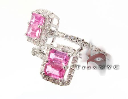 Double Pink Sapphire Ring Assorted Ladies Diamond Rings White Gol