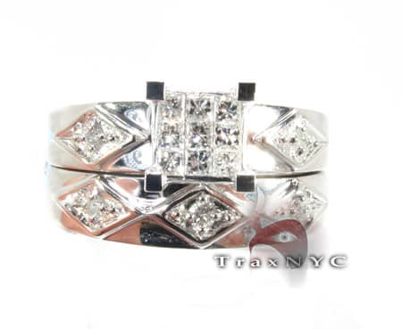 Mens And Ladies B15 Ring Set Dia. Engagement&anniversary White Go