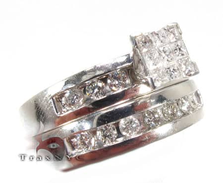 Ladies Diamond Wedding Set White Gold 14k Round  Princ...