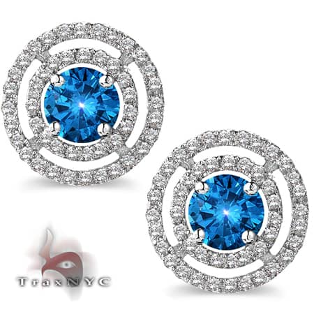Ladies Blue Saucer Earrings Diamond Earrings For Women