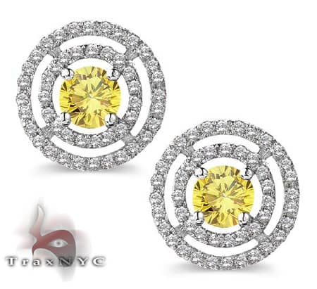 Ladies Canary Saucer Earrings 2 Diamond Earrings For Women