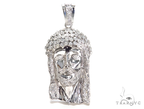 Silver diamond jesus piece sale
