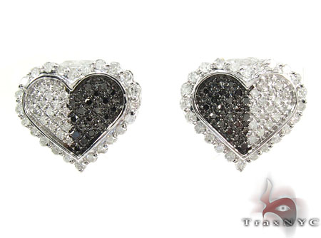 Black and White Color Diamond Heart Earrings Diamond Earrings For Women