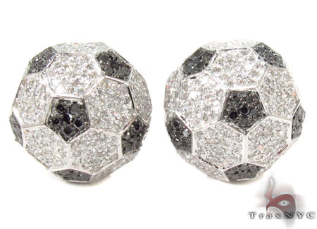 Football Black and White Diamond Earrings 31682 Mens Diamond Earrings