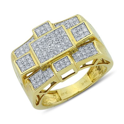 ... Cut Pave Set Diamond Mens Ring In 14K Yellow Gold Mens Diamond Rings