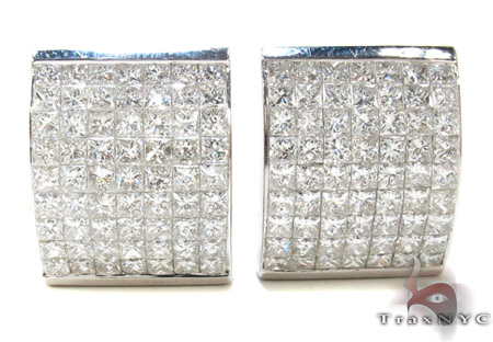 Invisible Earrings on White Gold 9 Row Invisible Diamond Earrings 21061 Mens Diamond Earring