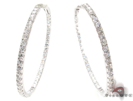 Ladies White Gold Diamond Hoop Earrings 20921 Diamond Hoop Earrings