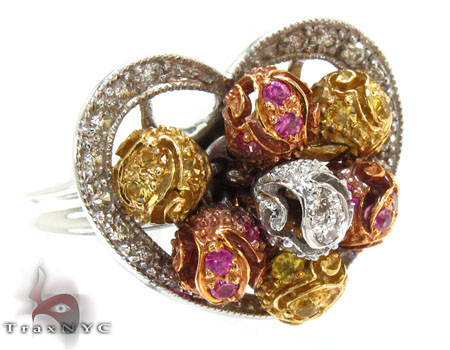 gemstone diamond ring colored multi heart ladies rings ct