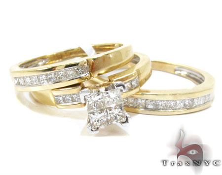 Princess Cut Invisible Diamond Wedding Ring Set Diamond Wedding Sets