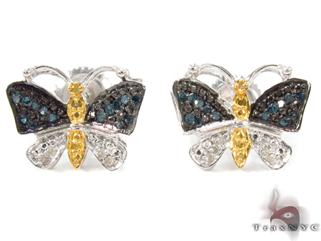 Prong Diamond Butterfly Silver Earrings 31149 Sterling Silver Earrings for Women