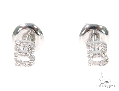 G Diamond Initial B Earrings 32631 Las Style White Gold 14k
