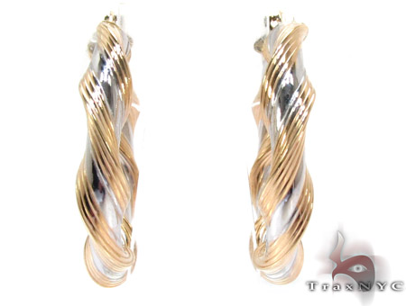Two Tone 14k Gold Twine Hoop Earrings Las Earring Two Tone 14k Gold Twine Hoop Earrings Las Earring