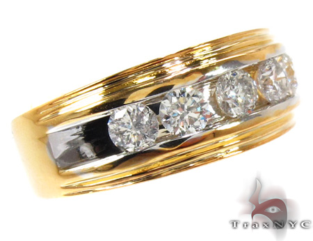 Two Tone Colossal Ring Mens Diamond Wedding Bands