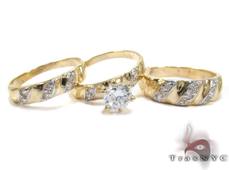 10K Gold His Her CZ Ring Set 25283 Diamond Wedding Sets