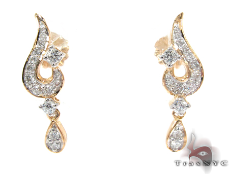 Yellow Gold Round Cut G Diamond Chandelier Earrings 0 42ct