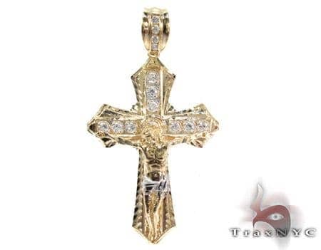 Solid 14k Yellow Gold Cross Crucifix Charm Pendant 20mm x 11mm