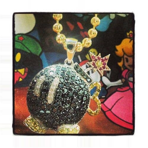 custom silver super mario bomb pendant mens metal white 925 silver