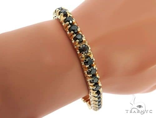 14k Yellow Gold Black Diamond Bracelet 61796 Mens Mens Diamond Jewelry Men S Bracelets 14k Yellow Gold Black Bracelet 61796