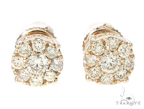 1.5 Carat Yellow Diamond Stud Earrings for Men & Women 14K Yellow Gold  Clusters 407104
