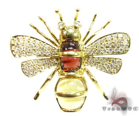 Authentic Bee Pendant Ladie's Diamond Pendant Yellow Gold 18k