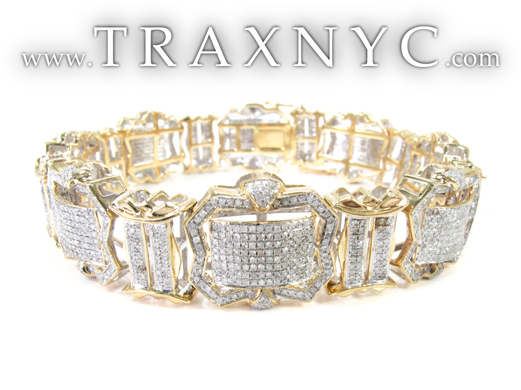 Mercury Diamond Bracelet 27887 Mens Diamond Bracelet Yellow Gold 10k