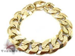 Yellow Gold Cuban Bracelet 91 Grams Gold Mens Bracelets