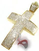 YG Princess Cut Cross Diamond Cross Pendants