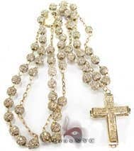 Iced Rosary Chain and Cross 32 Inches, 6mm, 33 Grams Diamond Gold Rosary Chains